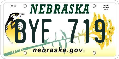 NE license plate BYF719