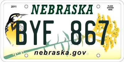 NE license plate BYF867