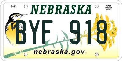NE license plate BYF918