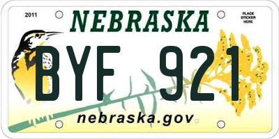 NE license plate BYF921