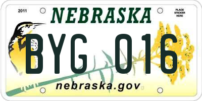 NE license plate BYG016