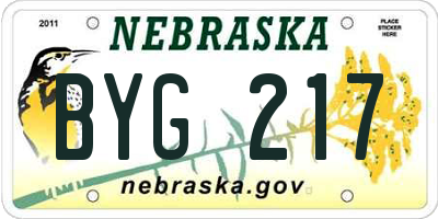 NE license plate BYG217