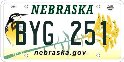 NE license plate BYG251