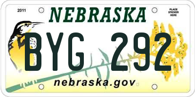 NE license plate BYG292