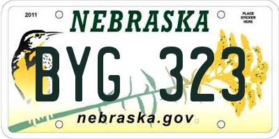 NE license plate BYG323
