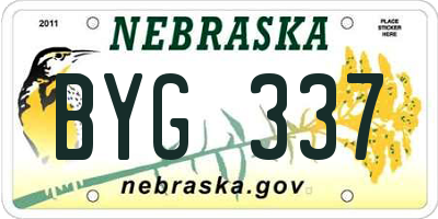 NE license plate BYG337