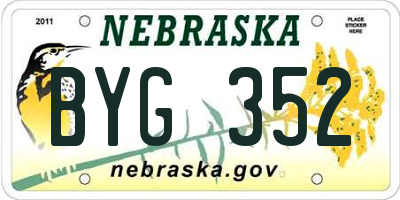 NE license plate BYG352