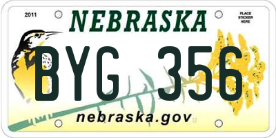 NE license plate BYG356