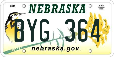 NE license plate BYG364