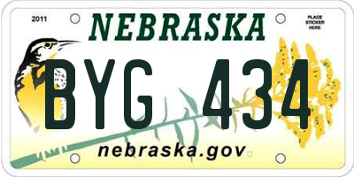 NE license plate BYG434