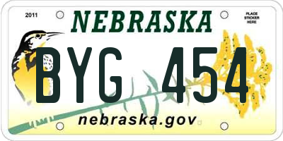 NE license plate BYG454