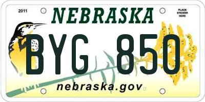 NE license plate BYG850