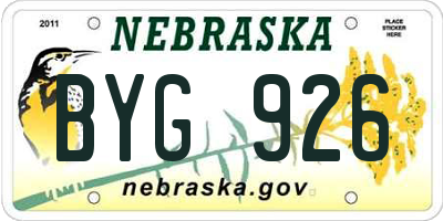 NE license plate BYG926