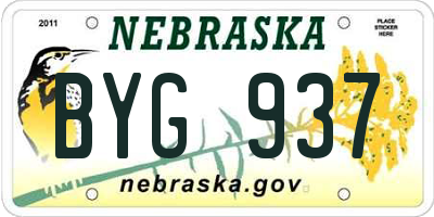 NE license plate BYG937