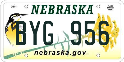 NE license plate BYG956