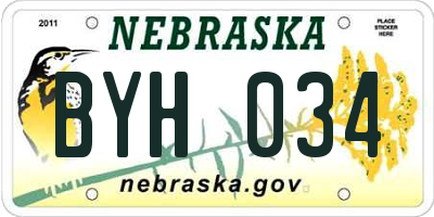 NE license plate BYH034