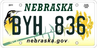 NE license plate BYH836