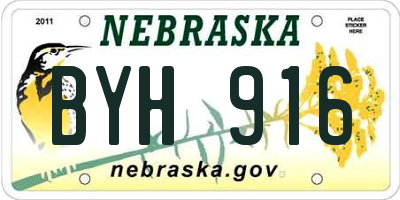 NE license plate BYH916