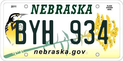 NE license plate BYH934
