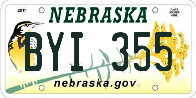 NE license plate BYI355