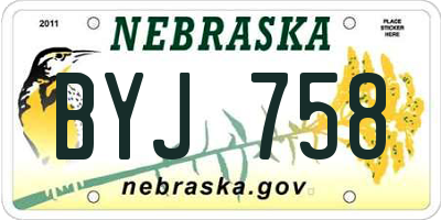 NE license plate BYJ758