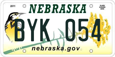 NE license plate BYK054