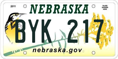 NE license plate BYK217