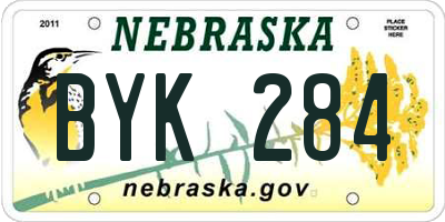 NE license plate BYK284