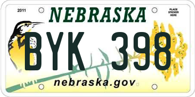 NE license plate BYK398