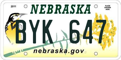NE license plate BYK647
