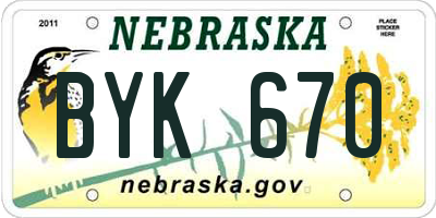 NE license plate BYK670