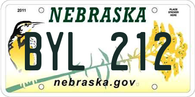 NE license plate BYL212