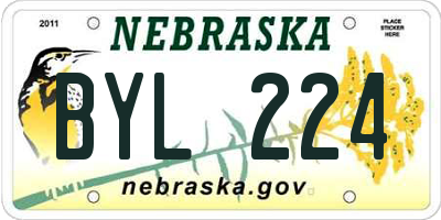 NE license plate BYL224