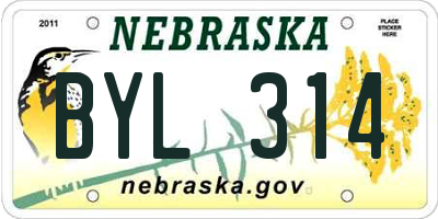 NE license plate BYL314