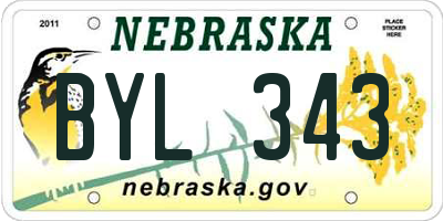 NE license plate BYL343