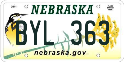 NE license plate BYL363