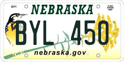 NE license plate BYL450