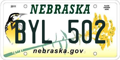 NE license plate BYL502