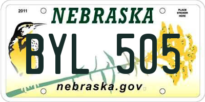 NE license plate BYL505