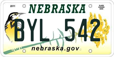 NE license plate BYL542