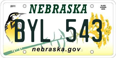 NE license plate BYL543