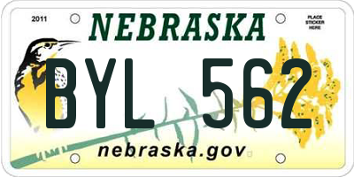 NE license plate BYL562