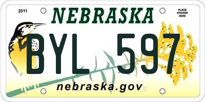 NE license plate BYL597