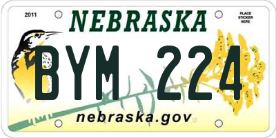 NE license plate BYM224