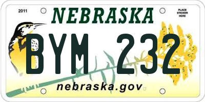 NE license plate BYM232
