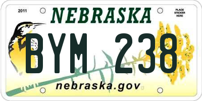 NE license plate BYM238