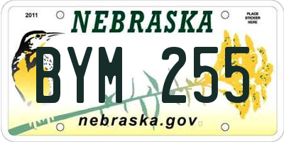 NE license plate BYM255