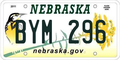 NE license plate BYM296