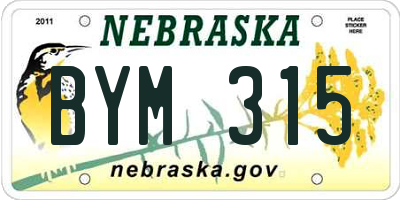 NE license plate BYM315