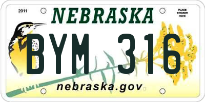 NE license plate BYM316